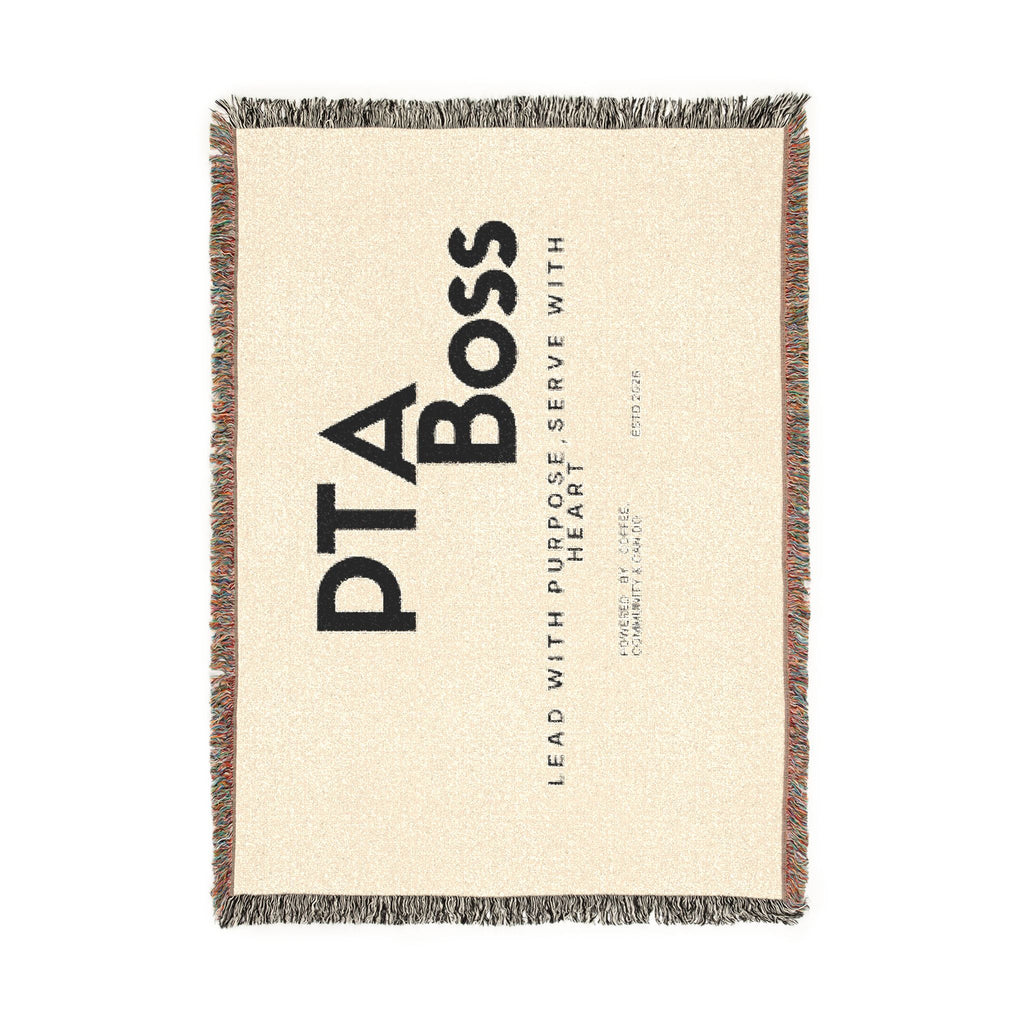 PTA Boss Woven Blanket — Cozy School Leader Throw with "Lead With Purpose, Serve With Heart"