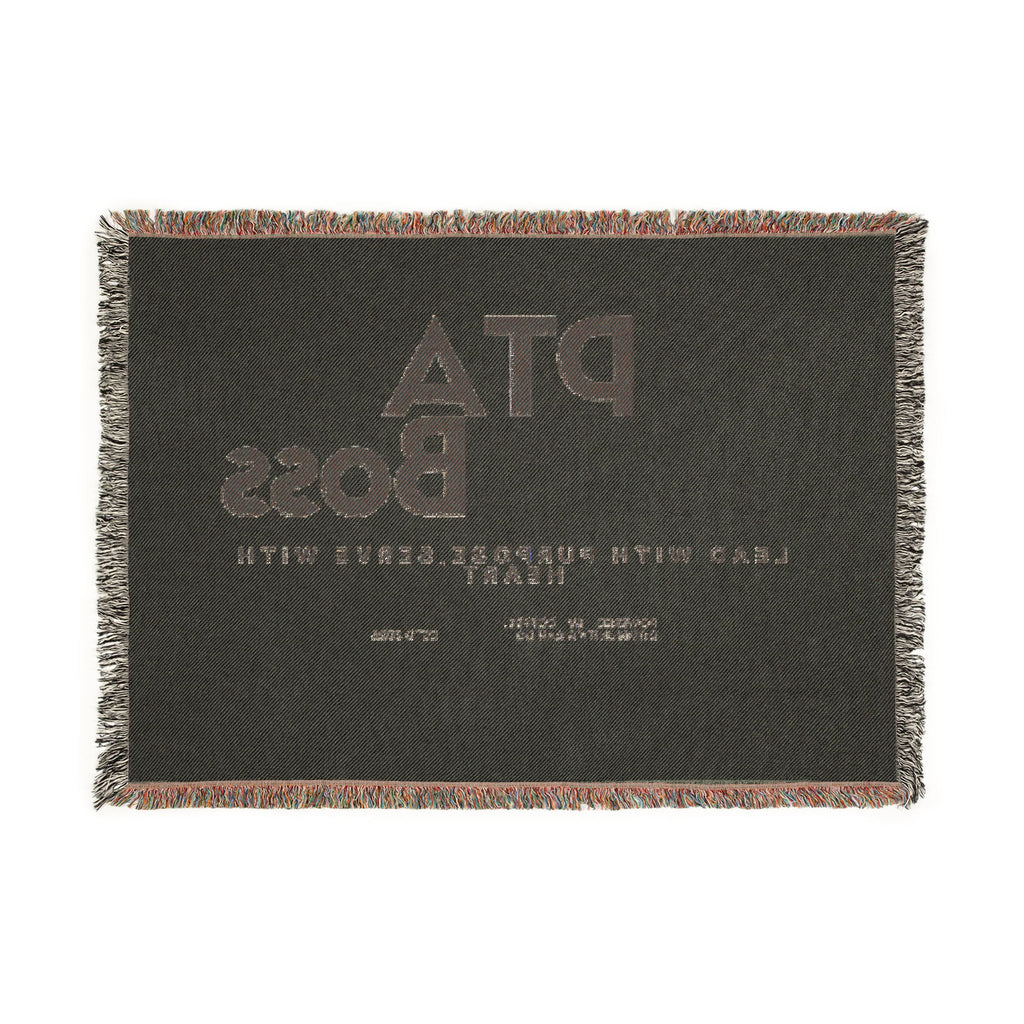 PTA Boss Woven Blanket — Cozy School Leader Throw with "Lead With Purpose, Serve With Heart"